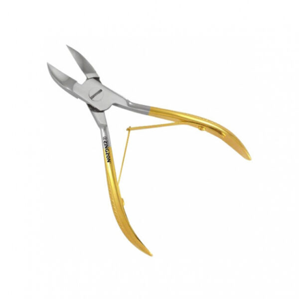 Pro Nail Cutter 4.5", Double Spring, Printed Handle, Half Gold, Stainless Steel